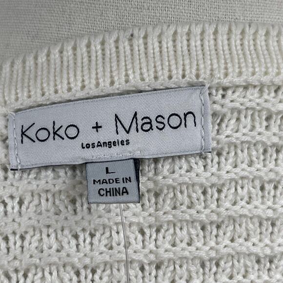 Koko + Mason Knit Cardigan Sweater L Blazer Ivory Silver Pockets Coquette Luxury - Picture 8 of 10